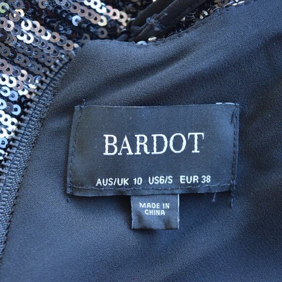 BARDOT Stripe Sequin Slip Maxi Dress Black Silver Formal Cocktail Party Prom - Picture 6 of 10